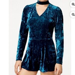 NWT Crushed VELVET TEAL BLUE bebop Romper Shorts XL